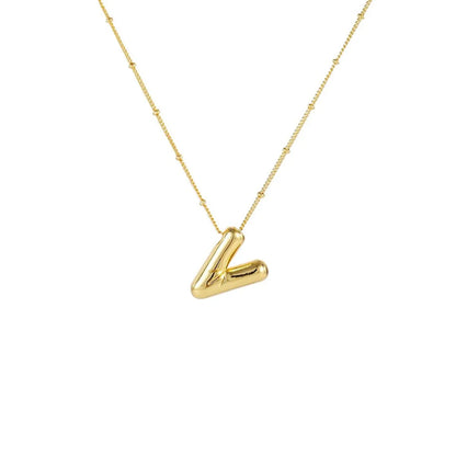 Wholesale Jewelry Simple Style Letter 304 Stainless Steel Gold Plated Plating Pendant Necklace