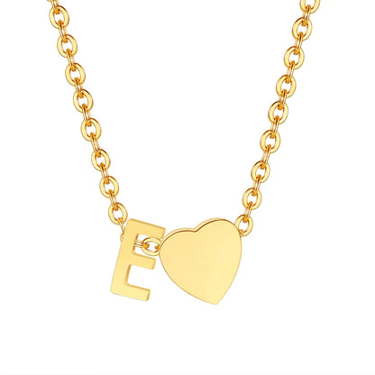 Wholesale Jewelry Simple Style Letter Heart Shape 201 Stainless Steel 18K Gold Plated Polishing Pendant Necklace