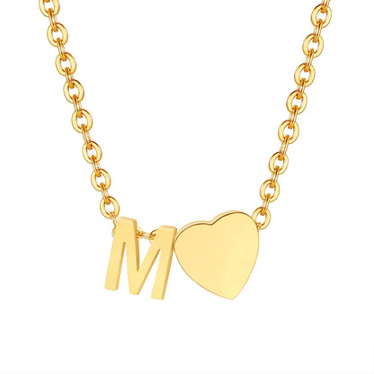 Wholesale Jewelry Simple Style Letter Heart Shape 201 Stainless Steel 18K Gold Plated Polishing Pendant Necklace