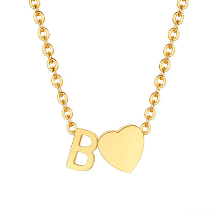 Wholesale Jewelry Simple Style Letter Heart Shape 201 Stainless Steel 18K Gold Plated Polishing Pendant Necklace