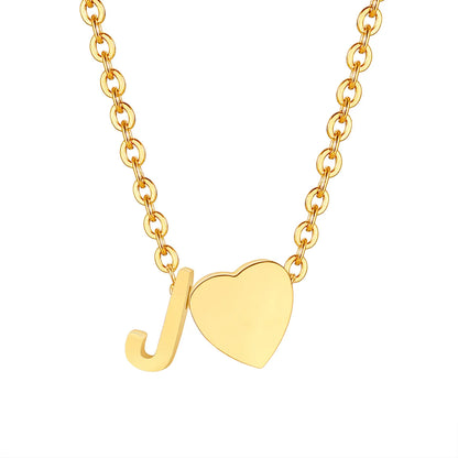 Wholesale Jewelry Simple Style Letter Heart Shape 201 Stainless Steel 18K Gold Plated Polishing Pendant Necklace