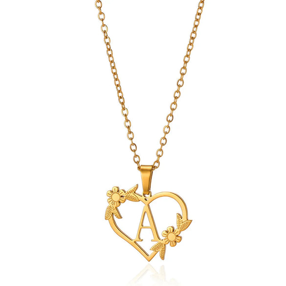 Wholesale Jewelry Simple Style Letter Heart Shape 304 Stainless Steel Plating Pendant Necklace