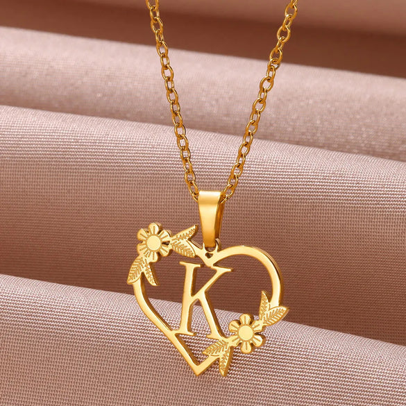 Wholesale Jewelry Simple Style Letter Heart Shape 304 Stainless Steel Plating Pendant Necklace