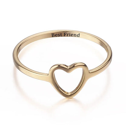 Wholesale Jewelry Simple Style Letter Heart Shape Alloy Plating Hollow Out Rings