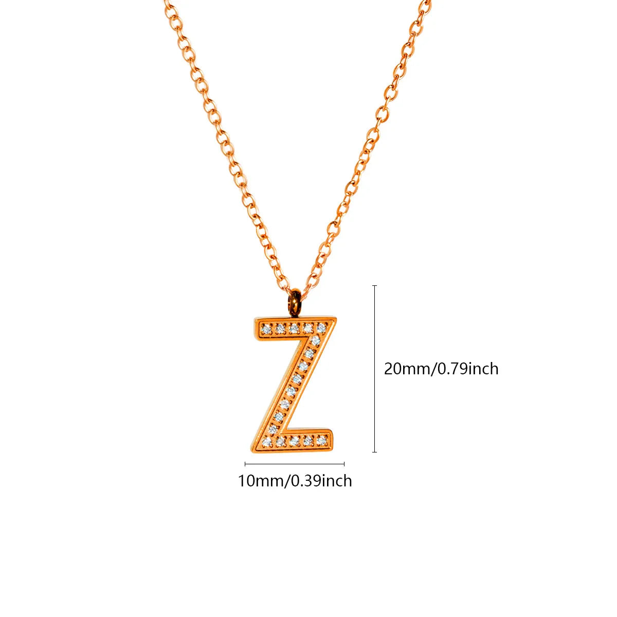 Wholesale Jewelry Simple Style Letter Titanium Steel Zircon Plating Inlay Pendant Necklace