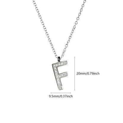 Wholesale Jewelry Simple Style Letter Titanium Steel Zircon Plating Inlay Pendant Necklace