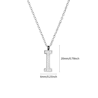 Wholesale Jewelry Simple Style Letter Titanium Steel Zircon Plating Inlay Pendant Necklace