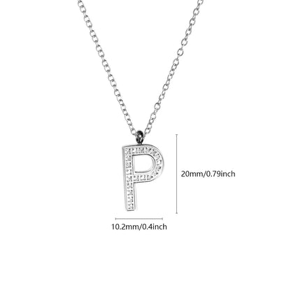 Wholesale Jewelry Simple Style Letter Titanium Steel Zircon Plating Inlay Pendant Necklace