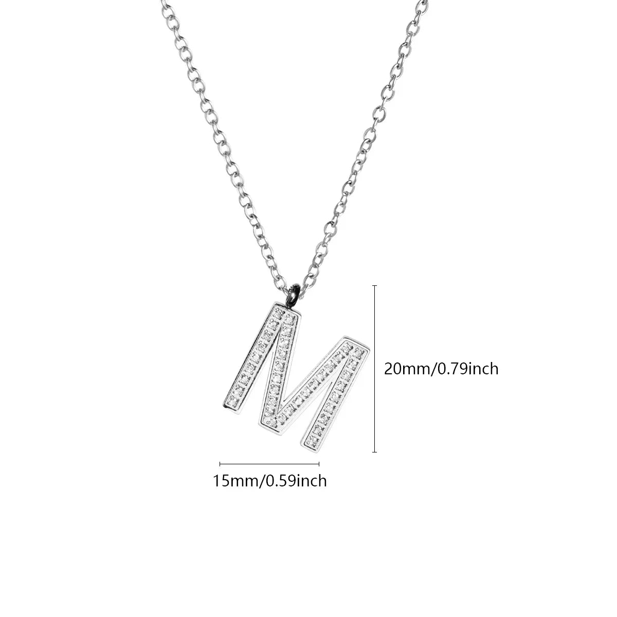 Wholesale Jewelry Simple Style Letter Titanium Steel Zircon Plating Inlay Pendant Necklace