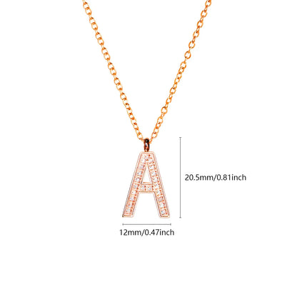 Wholesale Jewelry Simple Style Letter Titanium Steel Zircon Plating Inlay Pendant Necklace