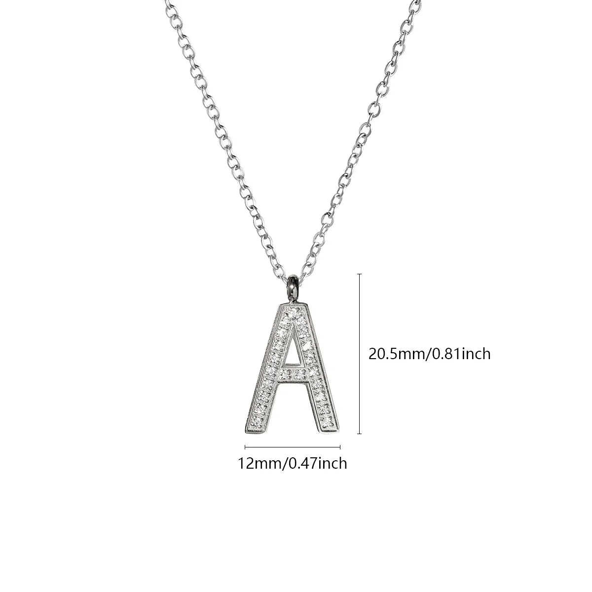 Wholesale Jewelry Simple Style Letter Titanium Steel Zircon Plating Inlay Pendant Necklace