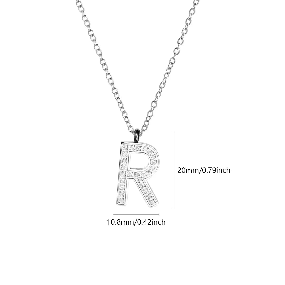 Wholesale Jewelry Simple Style Letter Titanium Steel Zircon Plating Inlay Pendant Necklace