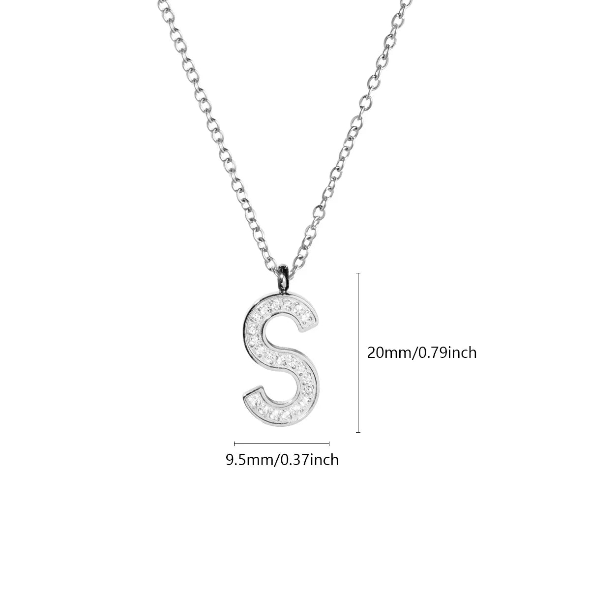 Wholesale Jewelry Simple Style Letter Titanium Steel Zircon Plating Inlay Pendant Necklace