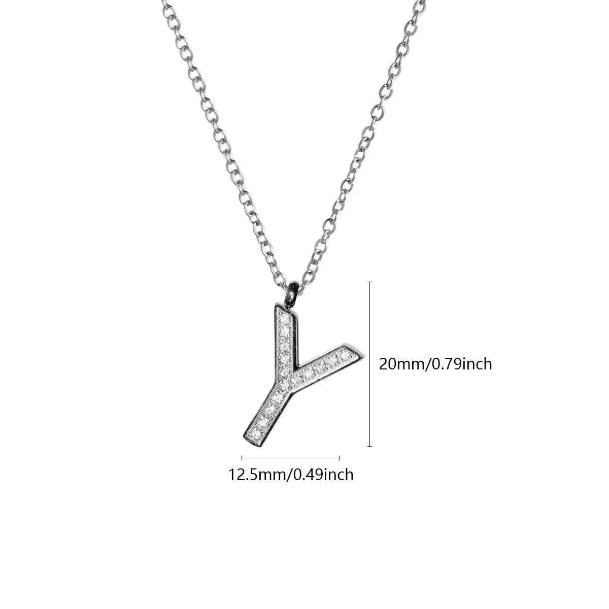 Wholesale Jewelry Simple Style Letter Titanium Steel Zircon Plating Inlay Pendant Necklace