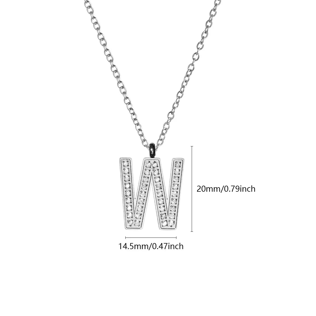 Wholesale Jewelry Simple Style Letter Titanium Steel Zircon Plating Inlay Pendant Necklace