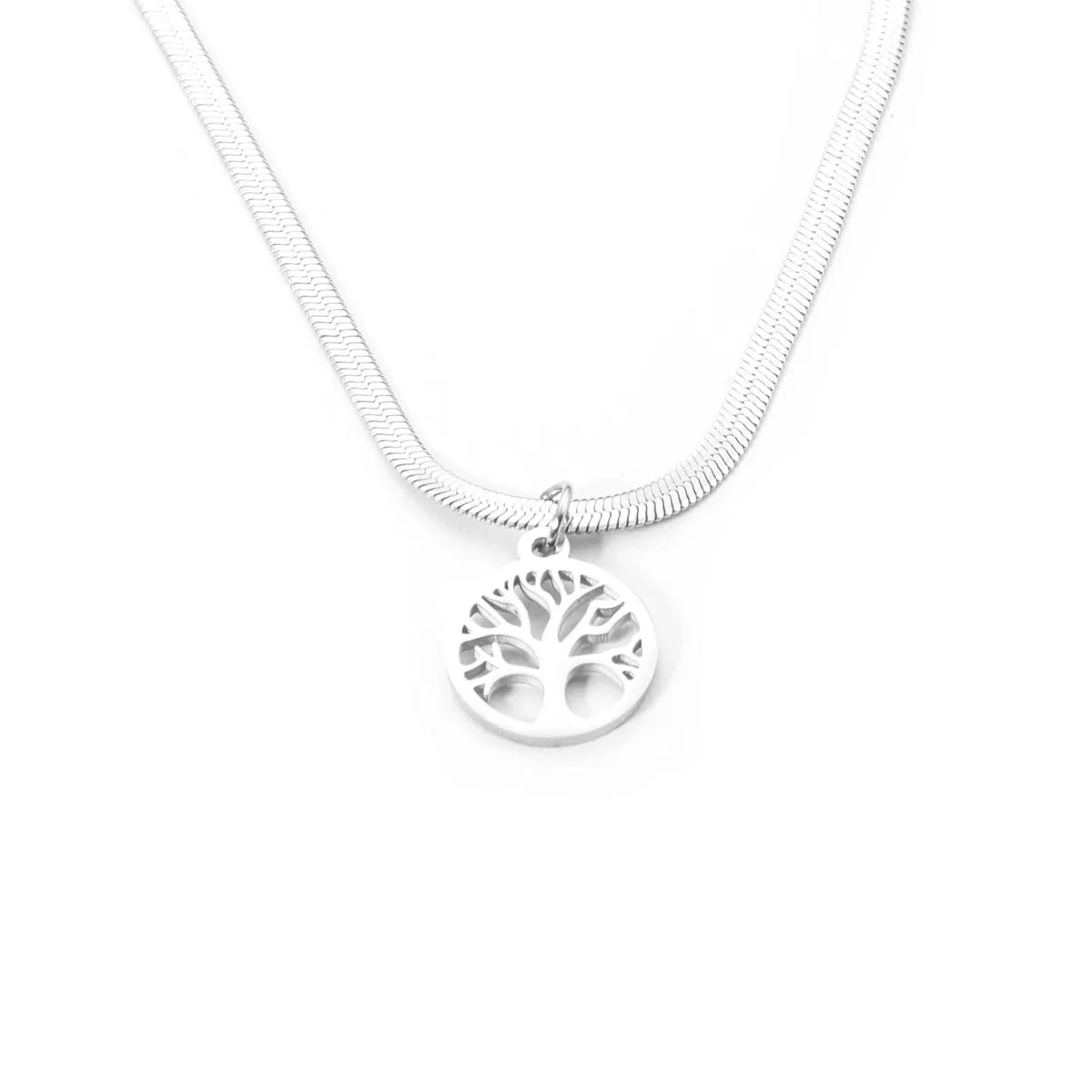 Wholesale Jewelry Simple Style Life Tree Titanium Steel Pendant Necklace