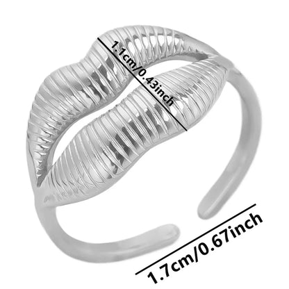 Wholesale Jewelry Simple Style Lips Solid Color 304 Stainless Steel 18K Gold Plated Irregular Polishing Open Rings