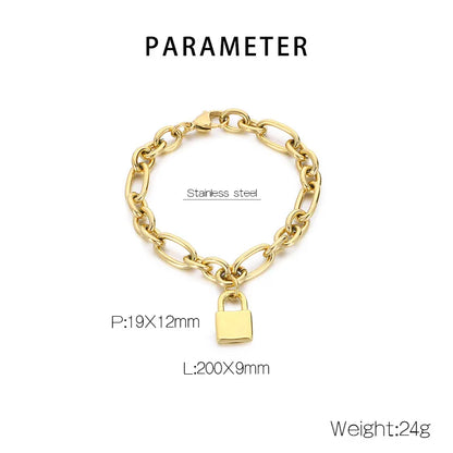 Wholesale Jewelry Simple Style Lock 304 Stainless Steel 18K Gold Plated Bracelets Necklace