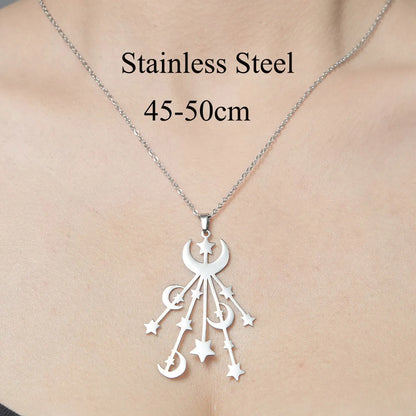 Wholesale Jewelry Simple Style Moon Flower 201 Stainless Steel Polishing Pendant Necklace