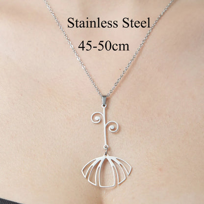 Wholesale Jewelry Simple Style Moon Flower 201 Stainless Steel Polishing Pendant Necklace