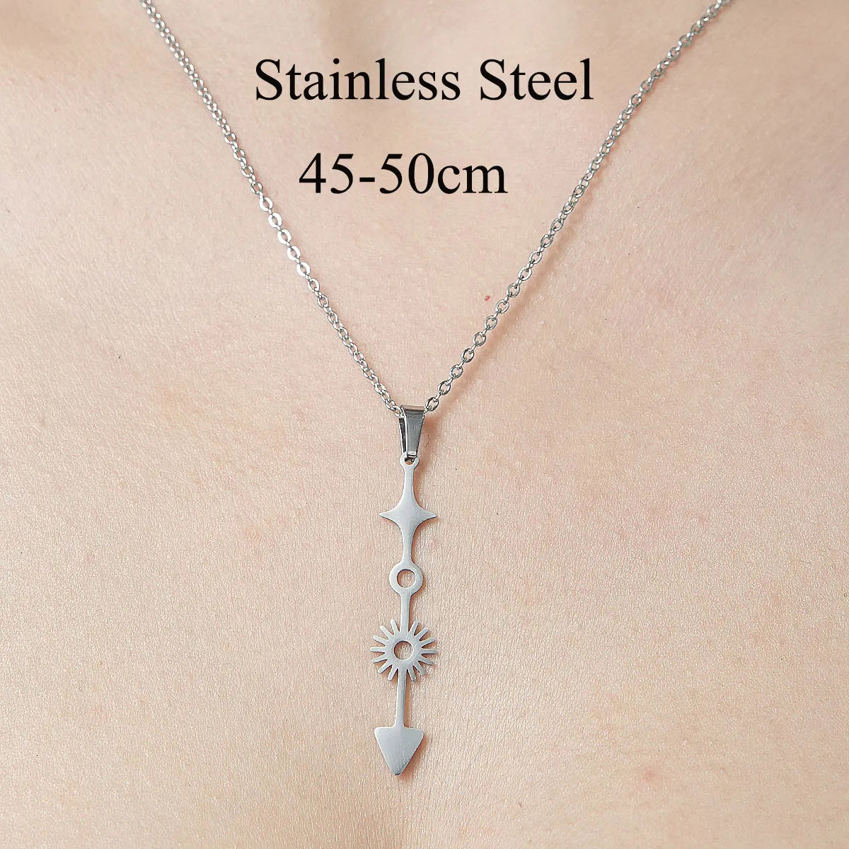 Wholesale Jewelry Simple Style Moon Flower 201 Stainless Steel Polishing Pendant Necklace