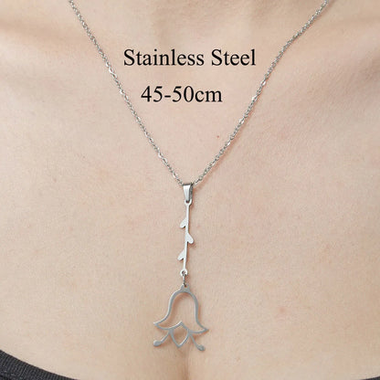 Wholesale Jewelry Simple Style Moon Flower 201 Stainless Steel Polishing Pendant Necklace