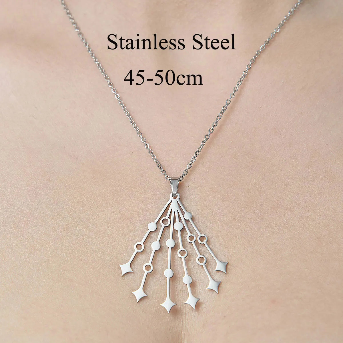 Wholesale Jewelry Simple Style Moon Flower 201 Stainless Steel Polishing Pendant Necklace