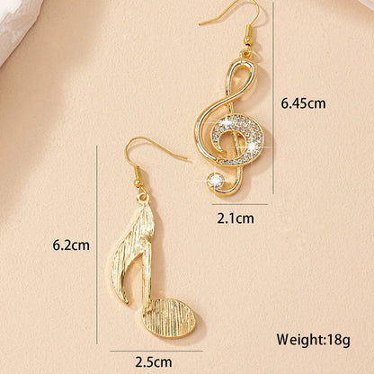 Wholesale Jewelry Simple Style Notes Alloy Zircon Inlay Drop Earrings