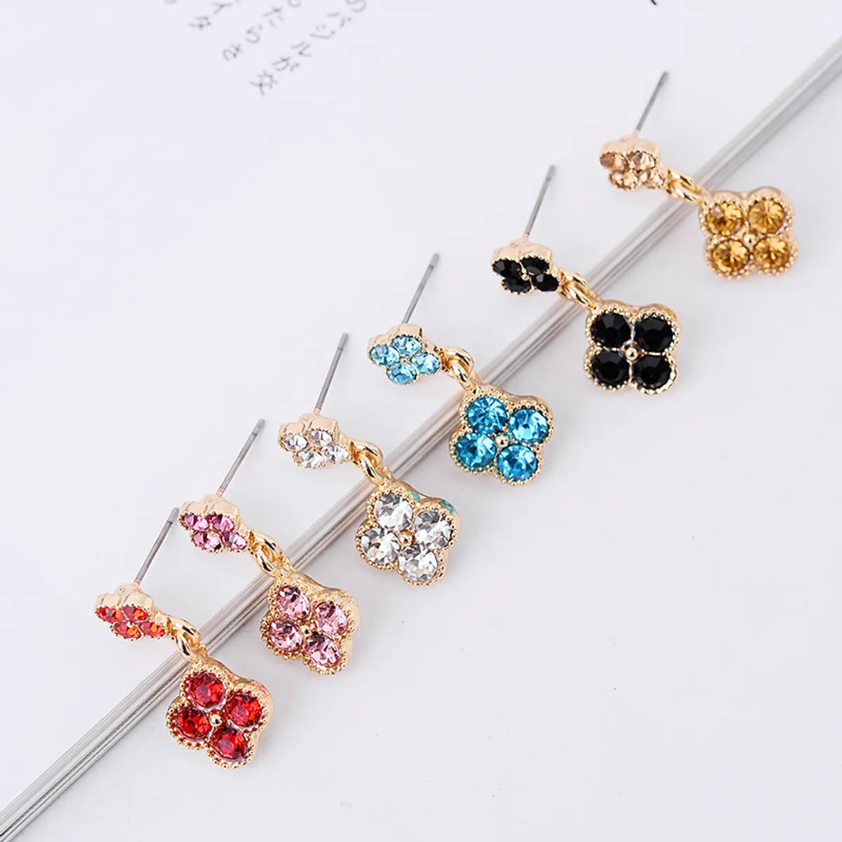 Wholesale Jewelry Simple Style Petal Alloy Gold Plated Plating Inlay Drop Earrings