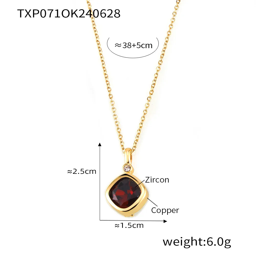 Wholesale Jewelry Simple Style Quadrilateral 304 Stainless Steel 18K Gold Plated Plating Earrings Necklace Jewelry Set