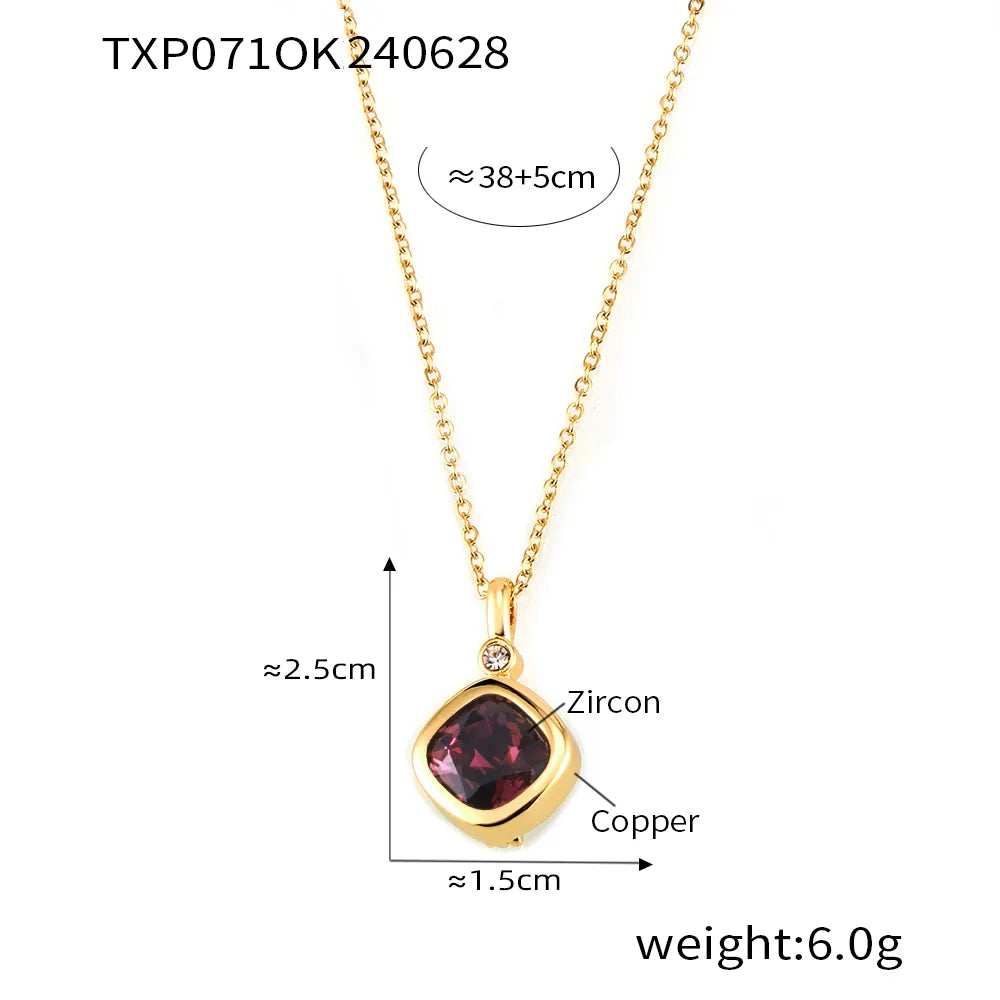 Wholesale Jewelry Simple Style Quadrilateral 304 Stainless Steel 18K Gold Plated Plating Earrings Necklace Jewelry Set