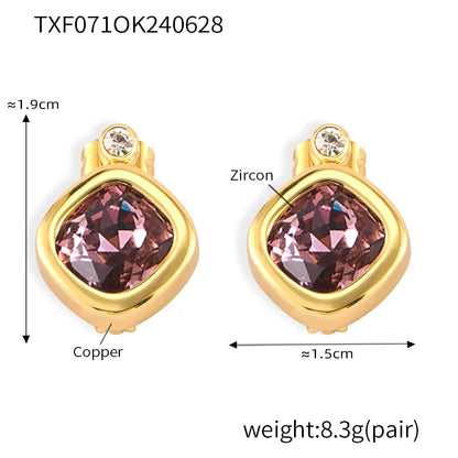 Wholesale Jewelry Simple Style Quadrilateral 304 Stainless Steel 18K Gold Plated Plating Earrings Necklace Jewelry Set