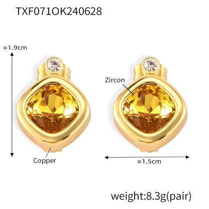 Wholesale Jewelry Simple Style Quadrilateral 304 Stainless Steel 18K Gold Plated Plating Earrings Necklace Jewelry Set