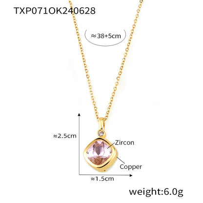 Wholesale Jewelry Simple Style Quadrilateral 304 Stainless Steel 18K Gold Plated Plating Earrings Necklace Jewelry Set