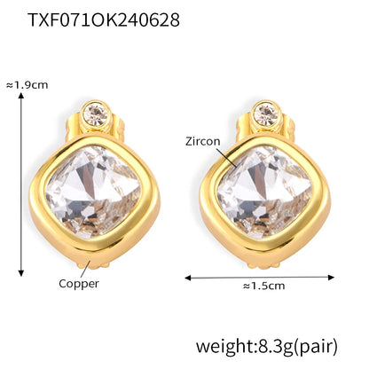 Wholesale Jewelry Simple Style Quadrilateral 304 Stainless Steel 18K Gold Plated Plating Earrings Necklace Jewelry Set