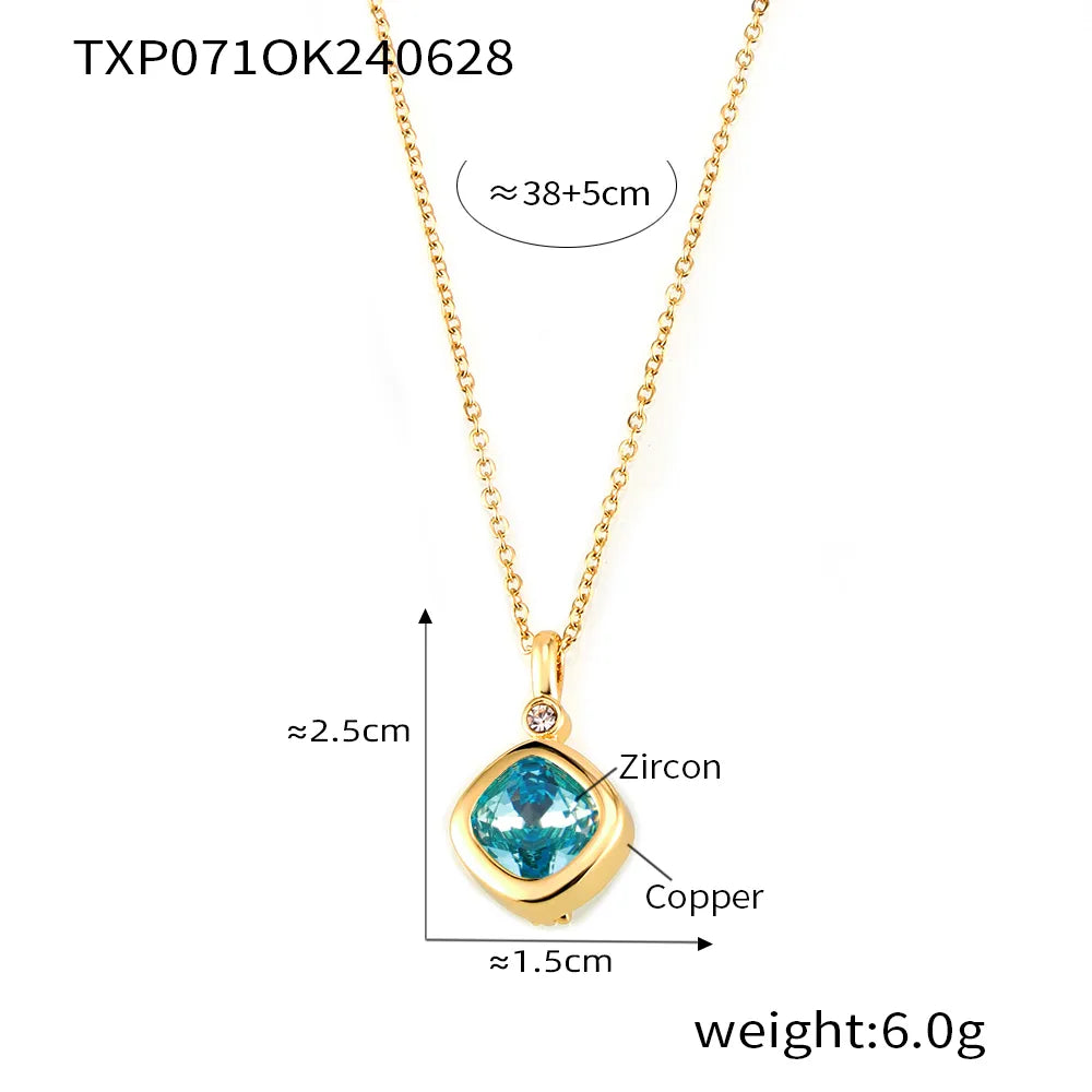 Wholesale Jewelry Simple Style Quadrilateral 304 Stainless Steel 18K Gold Plated Plating Earrings Necklace Jewelry Set