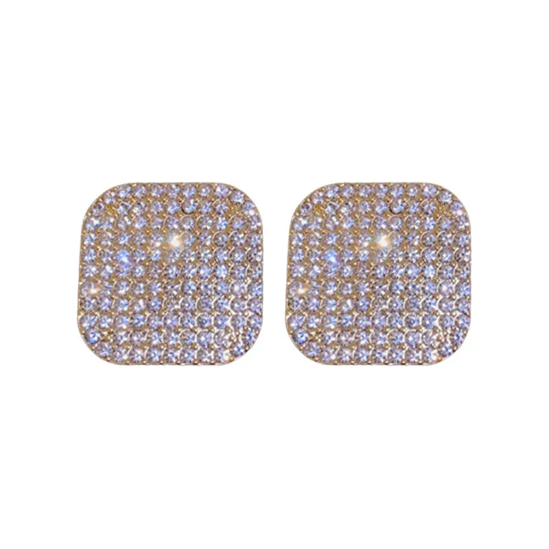 Wholesale Jewelry Simple Style Rhombus Alloy Zircon Inlay Ear Studs