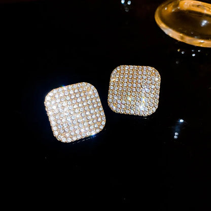 Wholesale Jewelry Simple Style Rhombus Alloy Zircon Inlay Ear Studs