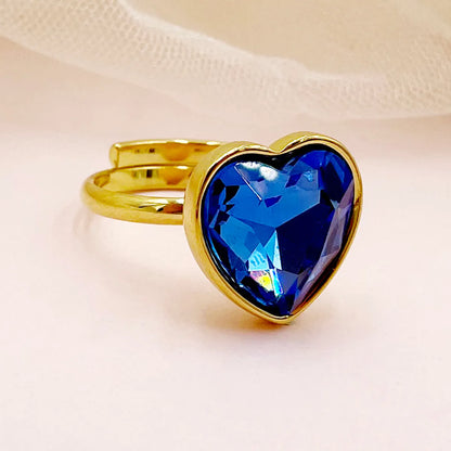 Wholesale Jewelry Simple Style Roman Style Commute Square Heart Shape Rectangle 304 Stainless Steel Zircon 14K Gold Plated Enamel Inlay Rings