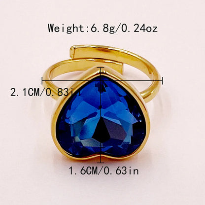 Wholesale Jewelry Simple Style Roman Style Commute Square Heart Shape Rectangle 304 Stainless Steel Zircon 14K Gold Plated Enamel Inlay Rings