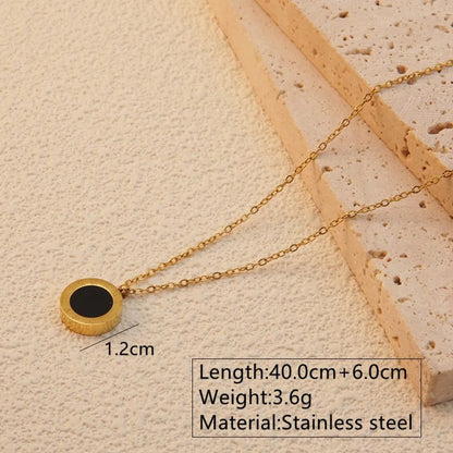 Wholesale Jewelry Simple Style Roman Style Streetwear Round Roman Numeral 304 Stainless Steel Acrylic 18K Gold Plated Inlay Jewelry Set