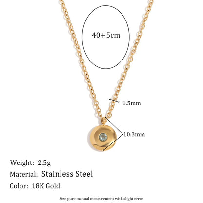 Wholesale Jewelry Simple Style Round 304 Stainless Steel 18K Gold Plated Pendant Necklace