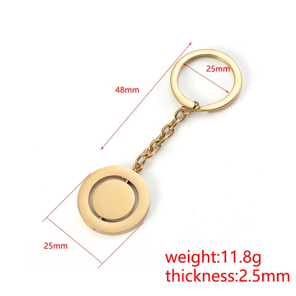 Wholesale Jewelry Simple Style Round 304 Stainless Steel Plating Cable Chain Pendant Necklace Keychain