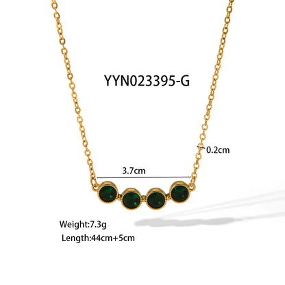 Wholesale Jewelry Simple Style Round 304 Stainless Steel Rhinestones 18K Gold Plated Inlay Necklace