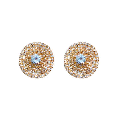 1 Pair Simple Style Round Plating Inlay Alloy Rhinestones Gold Plated Ear Studs