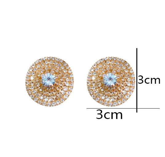 1 Pair Simple Style Round Plating Inlay Alloy Rhinestones Gold Plated Ear Studs