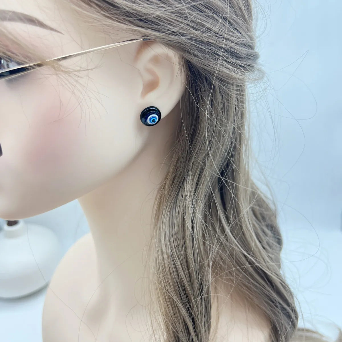 Wholesale Jewelry Simple Style Round Devil's Eye Alloy Plating Inlay Ear Studs