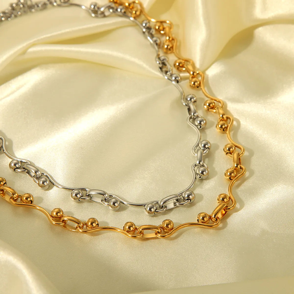 Wholesale Jewelry Simple Style Ruyi Solid Color 304 Stainless Steel 18K Gold Plated Necklace