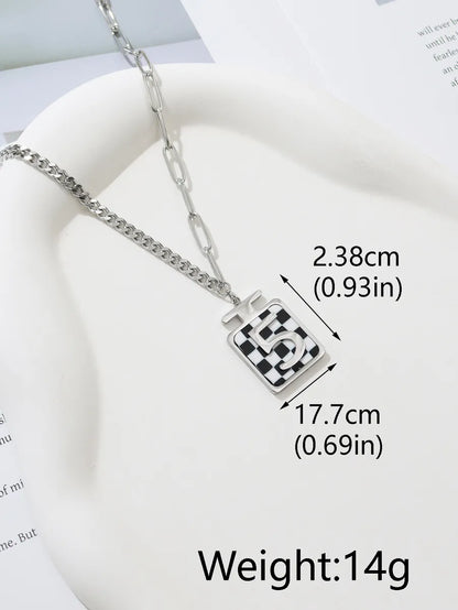 Wholesale Jewelry Simple Style Shiny Four Leaf Clover Heart Shape Flower 304 Stainless Steel Turquoise Shell Zircon 18K Gold Plated Inlay Necklace