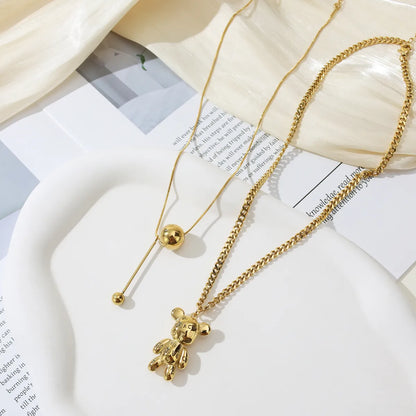 Wholesale Jewelry Simple Style Shiny Four Leaf Clover Heart Shape Flower 304 Stainless Steel Turquoise Shell Zircon 18K Gold Plated Inlay Necklace